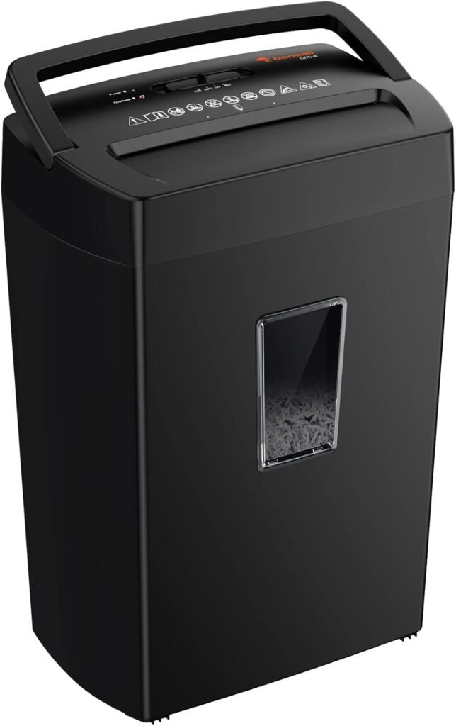 Bonsaii 12-Sheet Cross Cut Paper Shredder, 5.5 Gal Home Office Heavy Duty